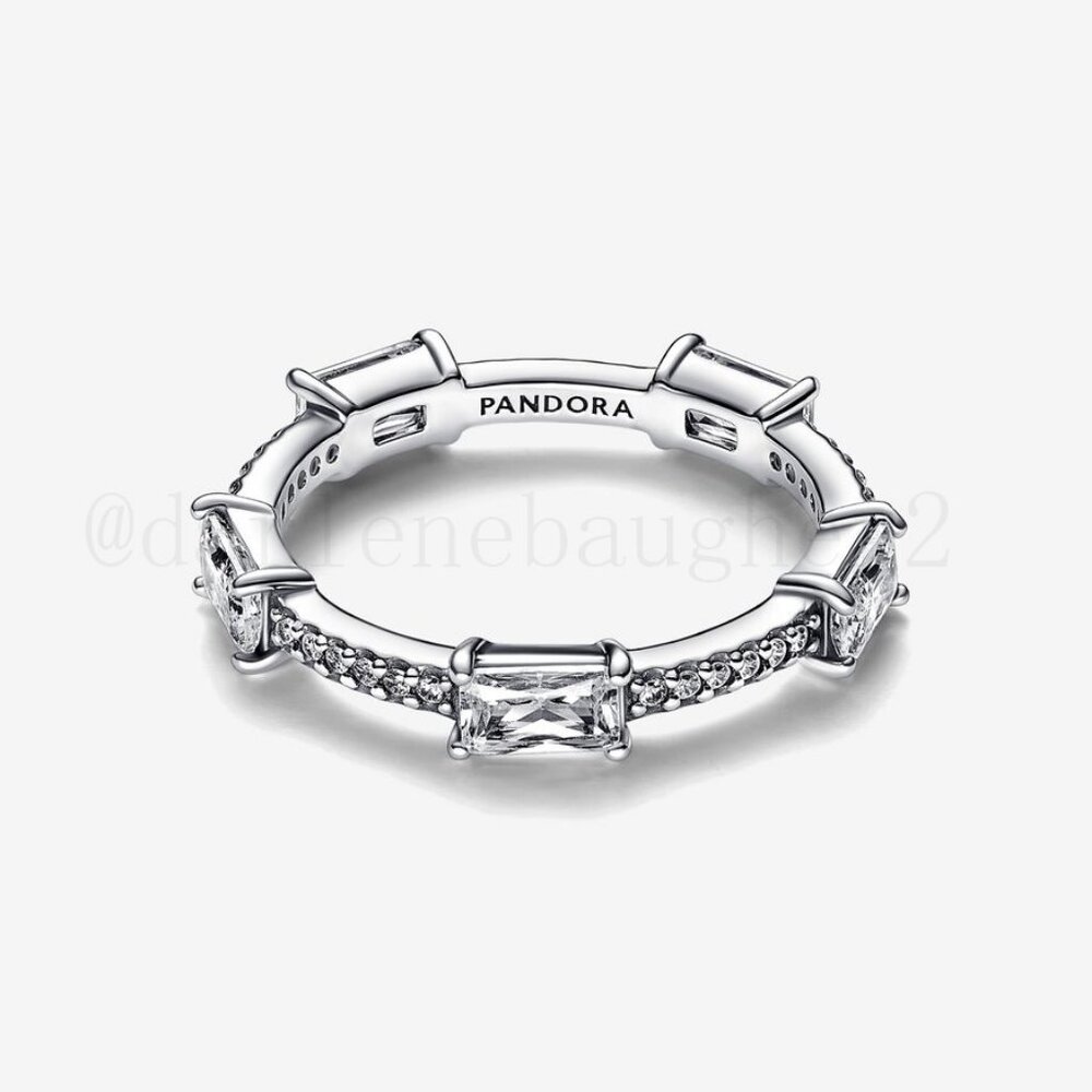 Pandora Rectangular Bars Sparkling Pav Ring - image 2